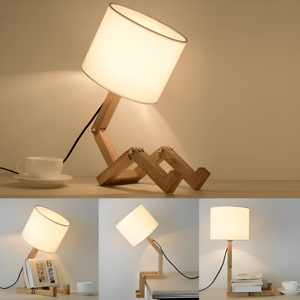 Skanto | Justerbar trelampe i robotdesign for lesing og arbeidslys