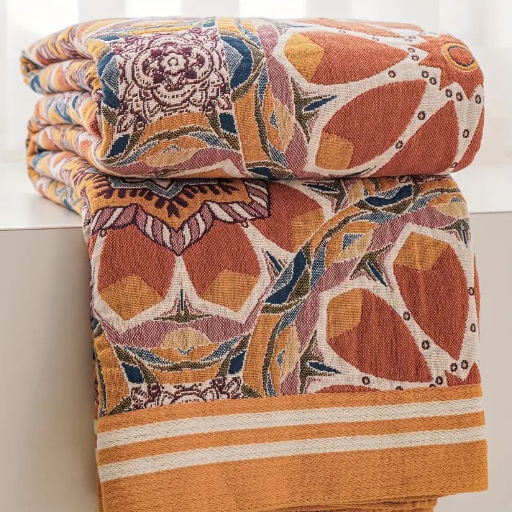 Skanto | Boho Flora Tone Cotton Blanket