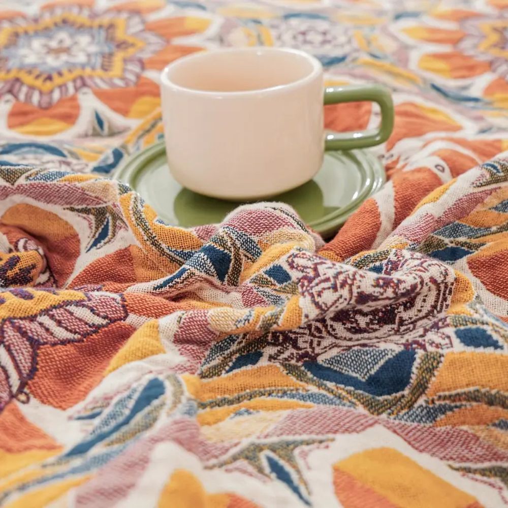 Skanto | Boho Flora Tone Cotton Blanket