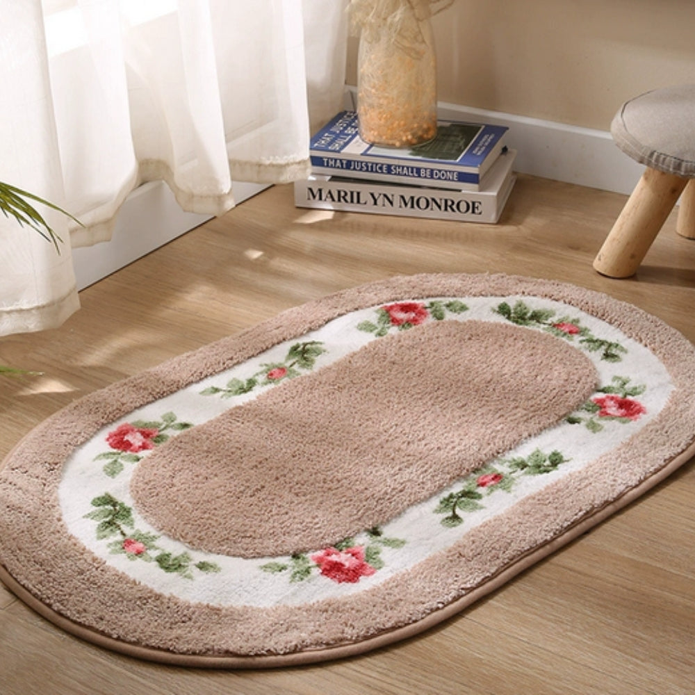 Skanto | Floral Oval Plush Badmatte