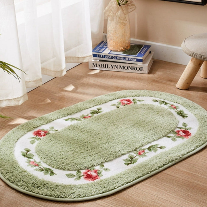 Skanto | Floral Oval Plush Badmatte