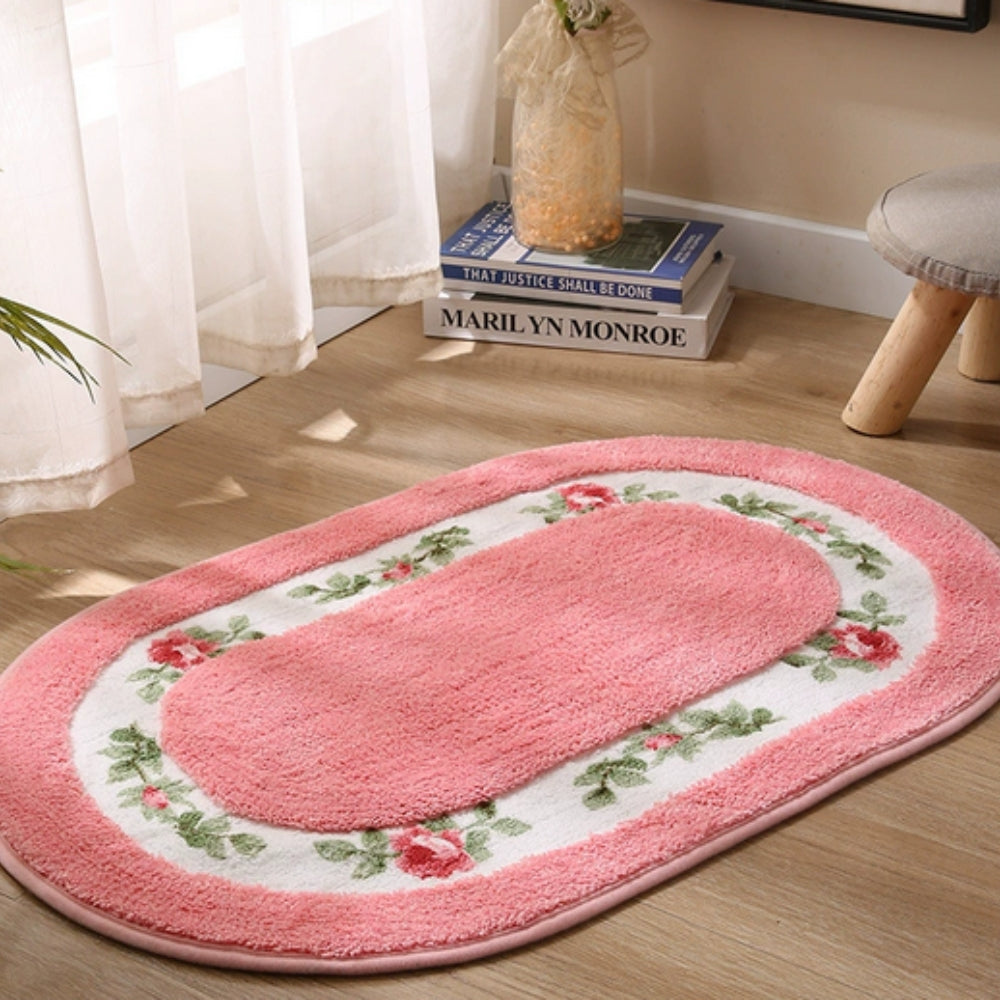 Skanto | Floral Oval Plush Badmatte