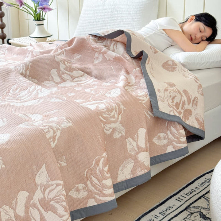 Skanto | Flouriva Pink Rose Cotton Blanket