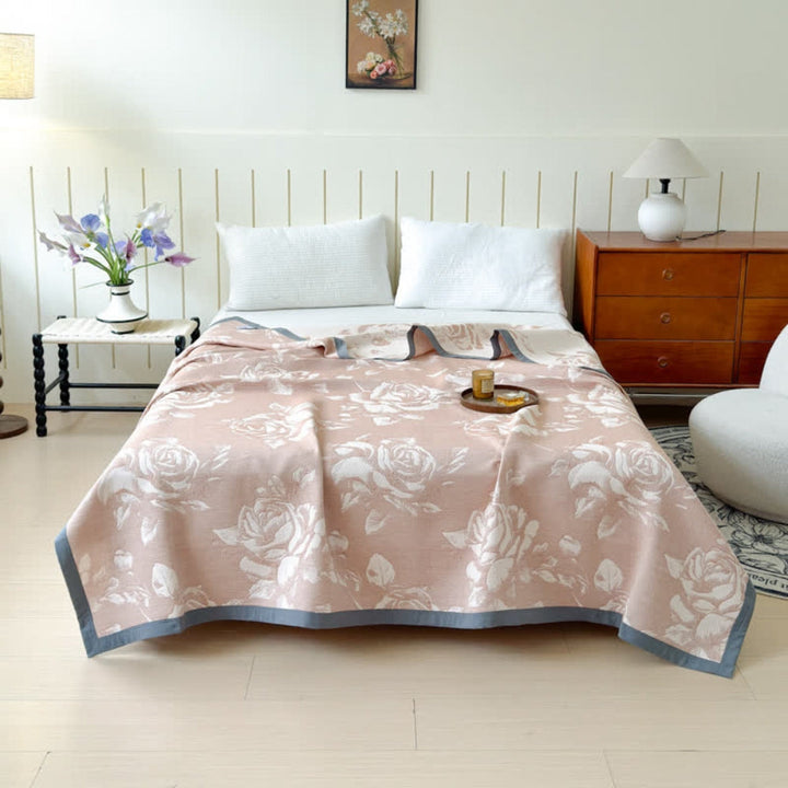 Skanto | Flouriva Pink Rose Cotton Blanket