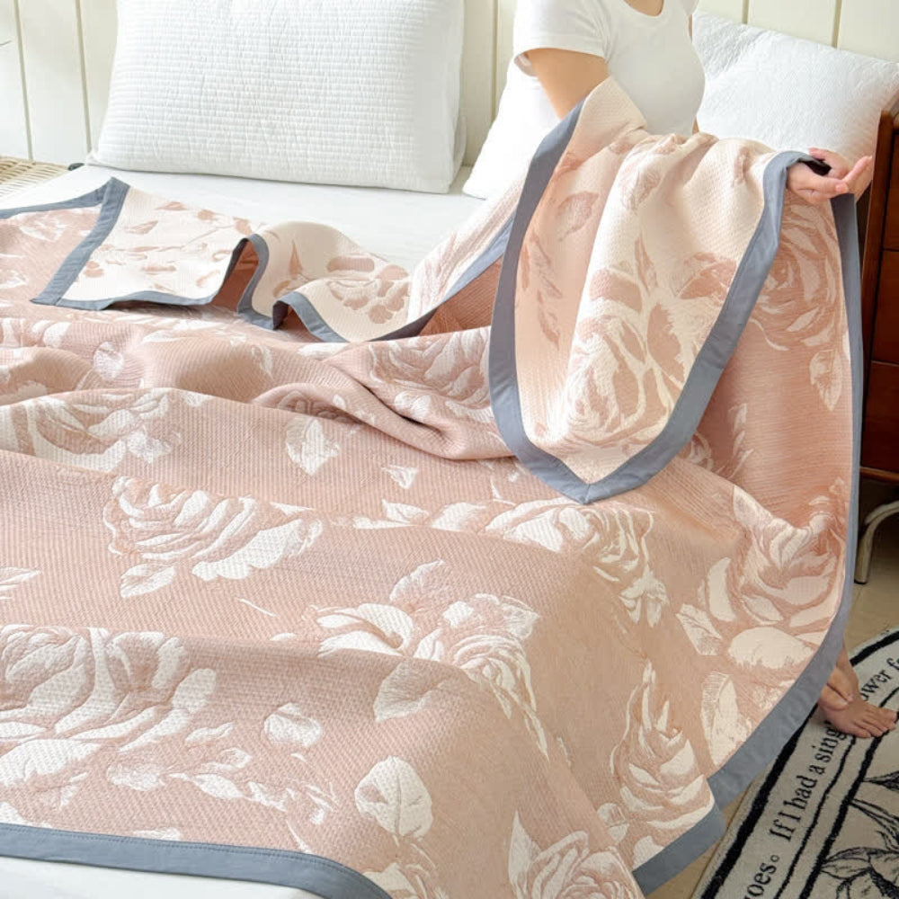 Skanto | Flouriva Pink Rose Cotton Blanket