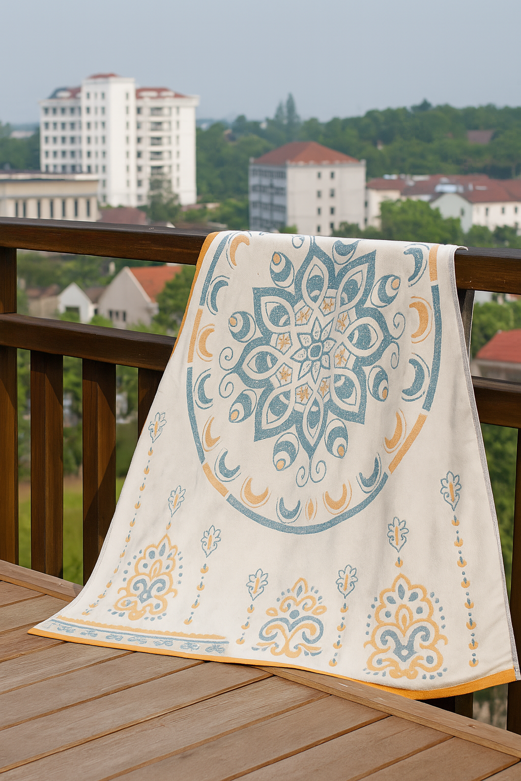 Blomstertrykk Jacquard Bomull Håndkle 70x140cm | Skanto