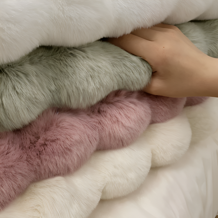 Rund Fløyelsmyk Rutsjesikker Gulvmatte – Koselig Fleece Hjemmedekorasjon | Skanto