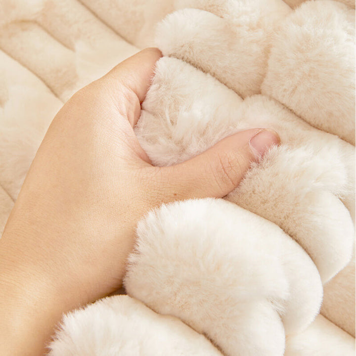 Fluffy Plush Stripet Møbelbeskytter Sofa Deksel - Rutsjfritt | Skanto