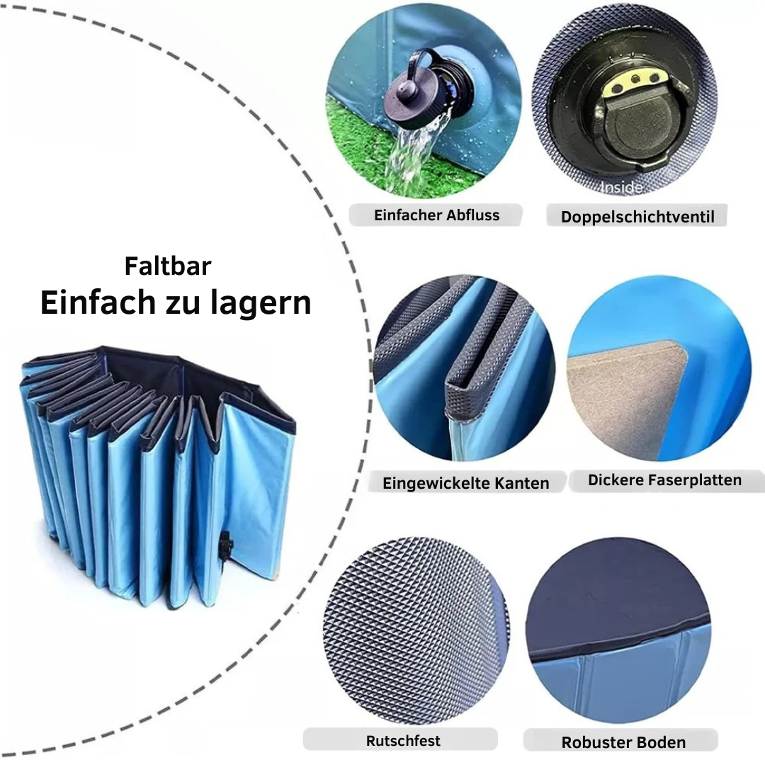 Sammenleggbar PVC hundepool med dreneringsventil Skanto