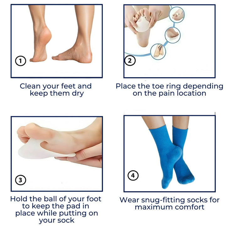 FootAlign Gel Metatarsal Pads | Lindre fot smerte - Redusere trykk - Absorbere støt - Forbedre fotkomfort - Daglig fotstøtte Skanto