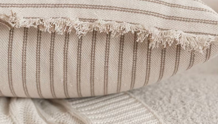 Skanto | Elegant putevar med jacquardmønster og frynser - bomull-lin blanding