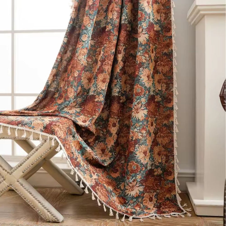 Französischer Vintage-Wandteppich mit Blumenmuster