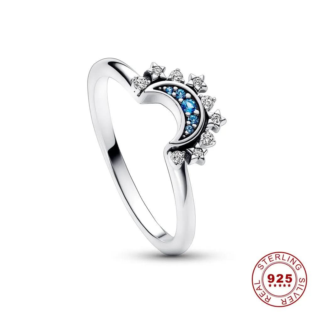 Eleganter Ring aus 925er Silber mit Mond- und Sonnenmotiv