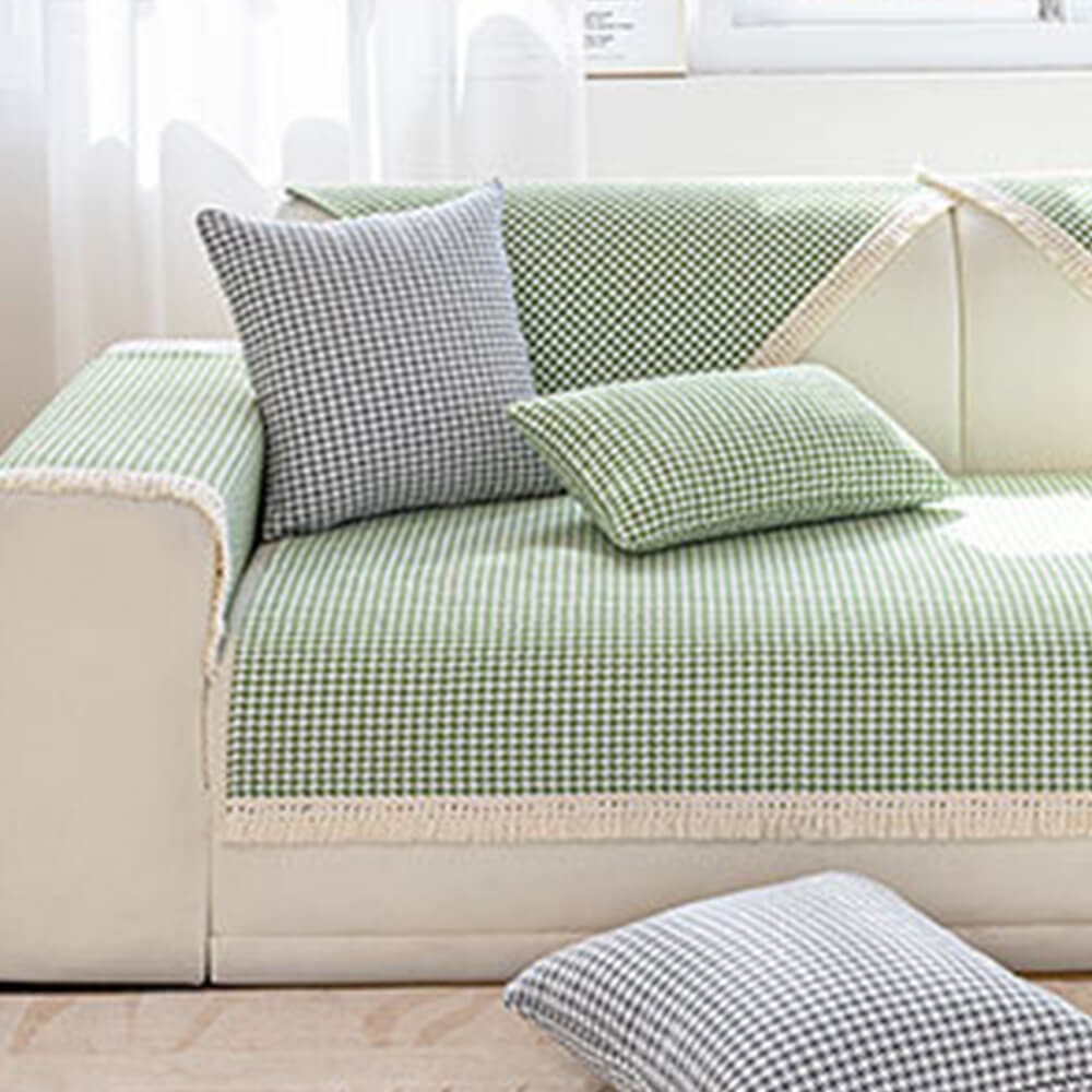 Houndstooth-mønster Elegant Frynse Myk Bomull Lin Bukse Deksel | Skanto