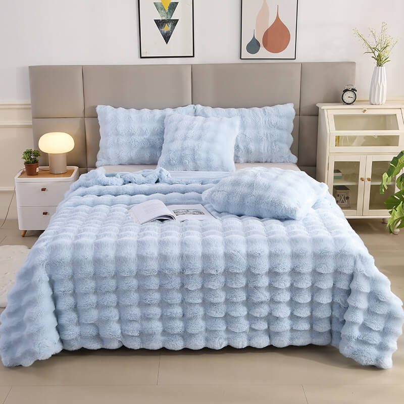Skanto | Premium Bubble Dobbel Lag Tykk Falsk Kanin Pels Teppe