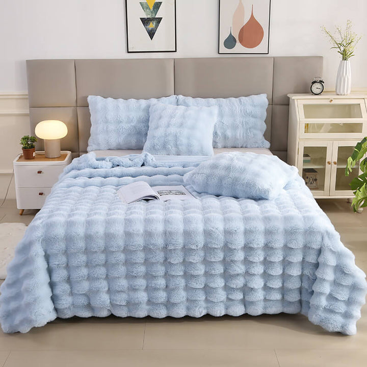 Skanto | Premium Bubble Dobbel Lag Tykk Falsk Kanin Pels Teppe