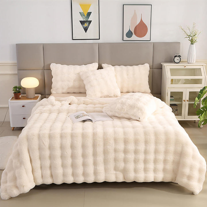 Skanto | Premium Bubble Dobbel Lag Tykk Falsk Kanin Pels Teppe