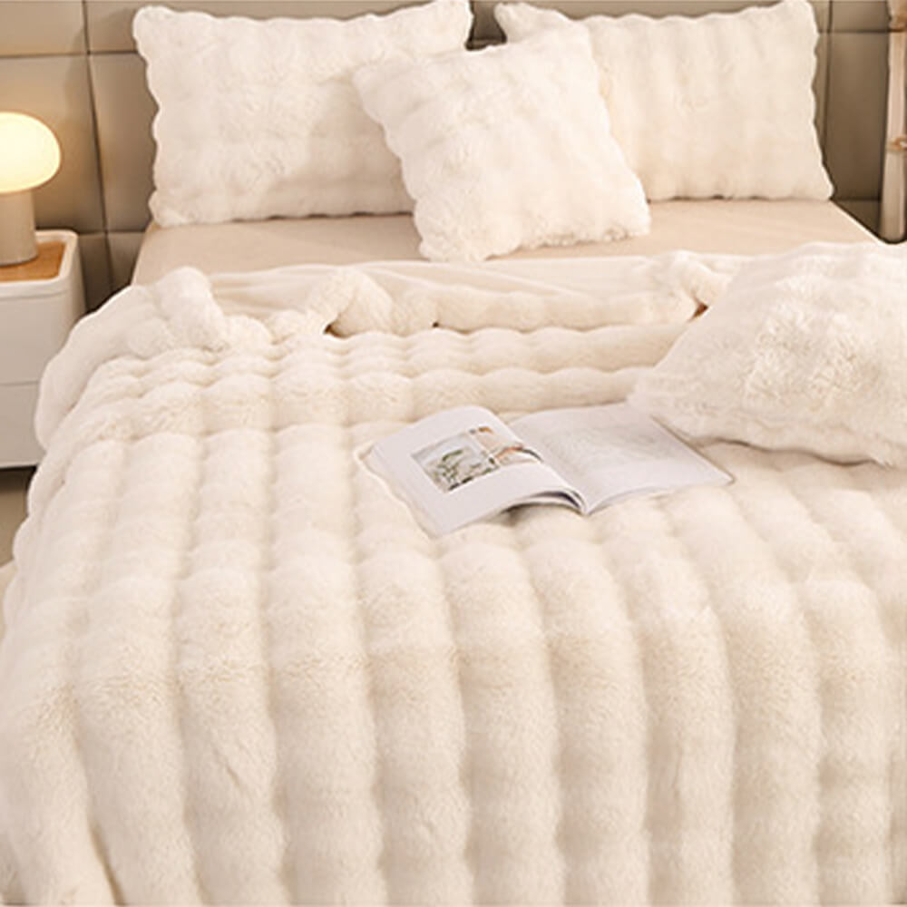 Skanto | Premium Bubble Dobbel Lag Tykk Falsk Kanin Pels Teppe