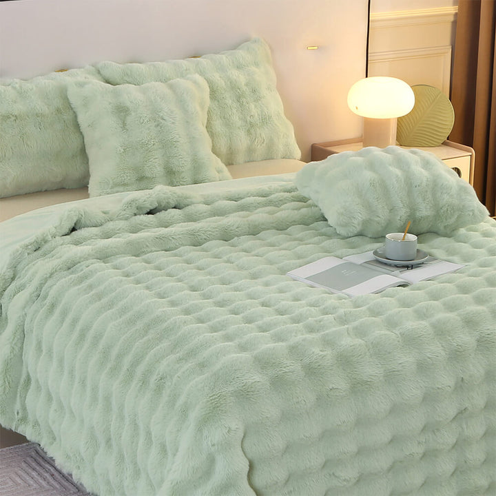 Skanto | Premium Bubble Dobbel Lag Tykk Falsk Kanin Pels Teppe