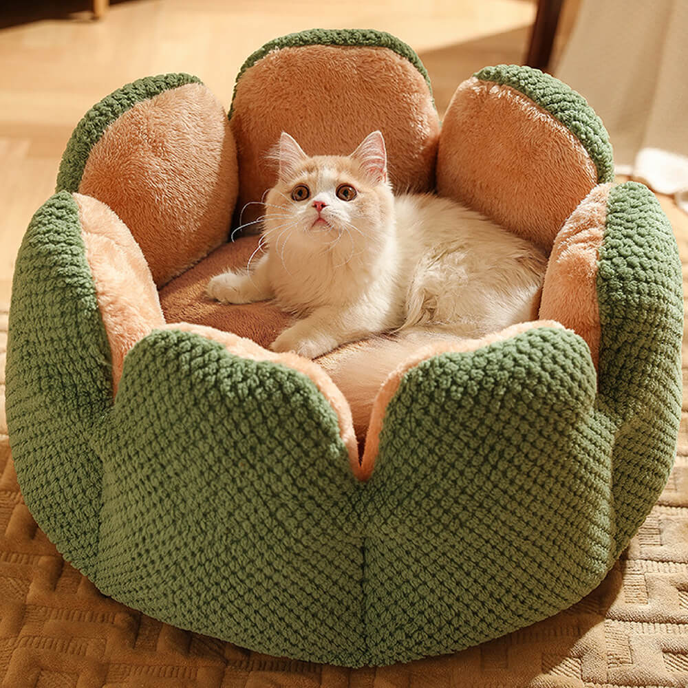 Skanto | Katt- og hundeseng med myk blomsterdesign