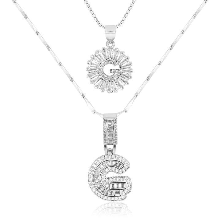 Skanto | 2pc 14k Diamant Bokstav Initial Halskjeder