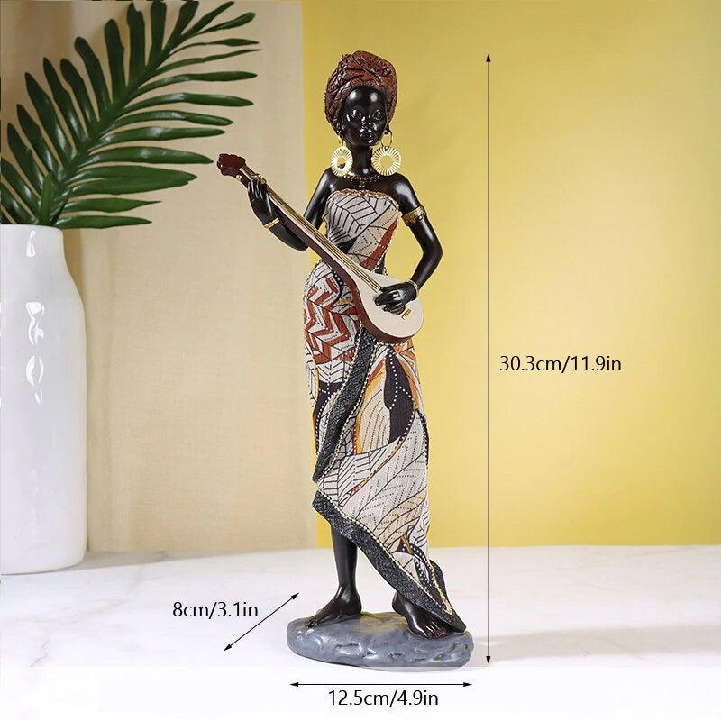 Skanto | Afrikansk kvinnelig musiker skulptur