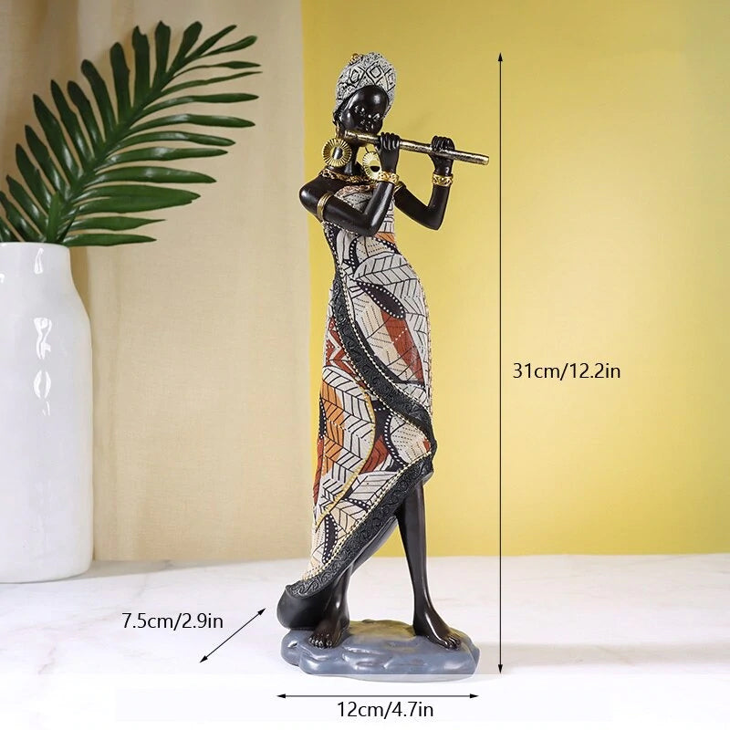 Skanto | Afrikansk kvinnelig musiker skulptur