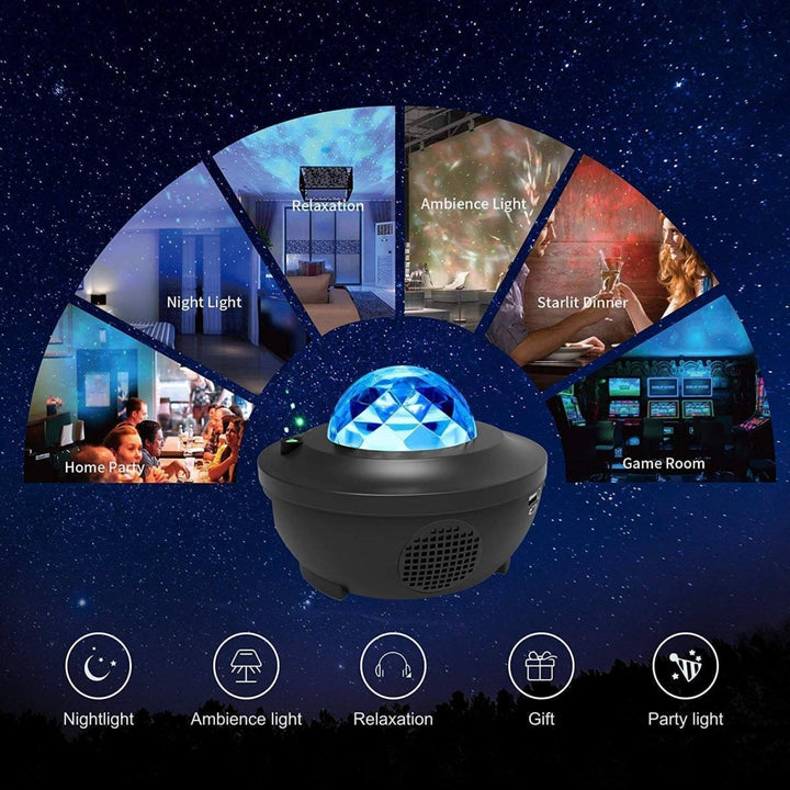 Tragbarer Galaxy-Projektor med Bluetooth-Lautsprecher og Fernbedienung