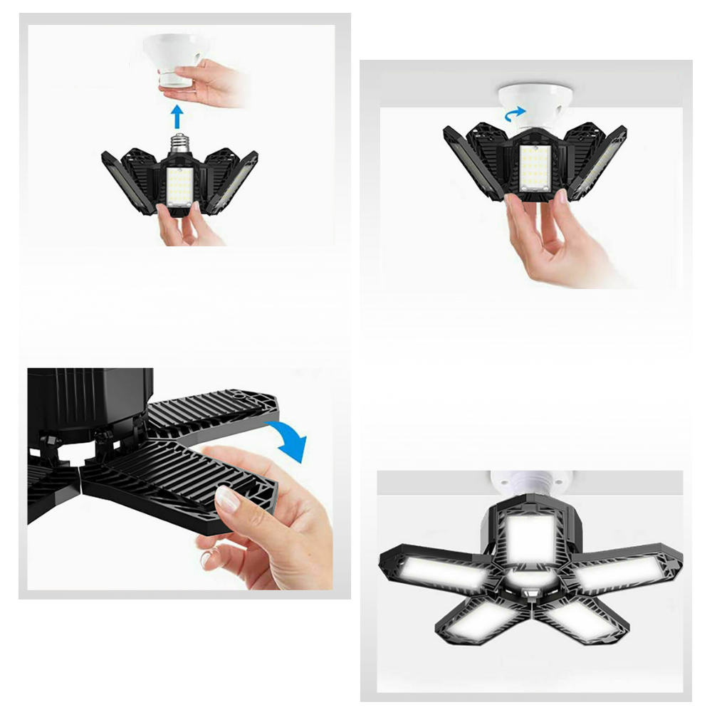 Garasjelys med 5 sammenleggbare paneler