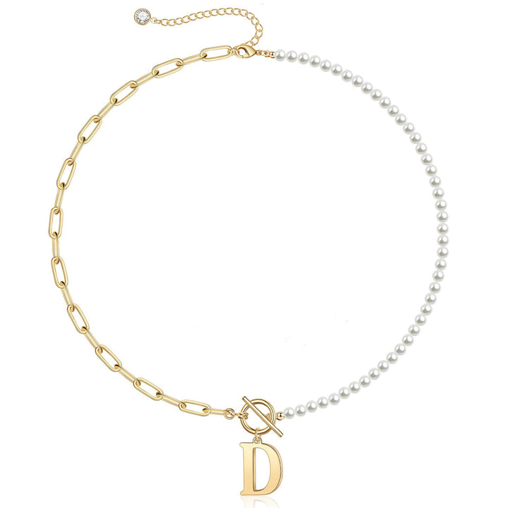 Skanto | Perle & Papclip Kjede Bokstav Initial Halskjede