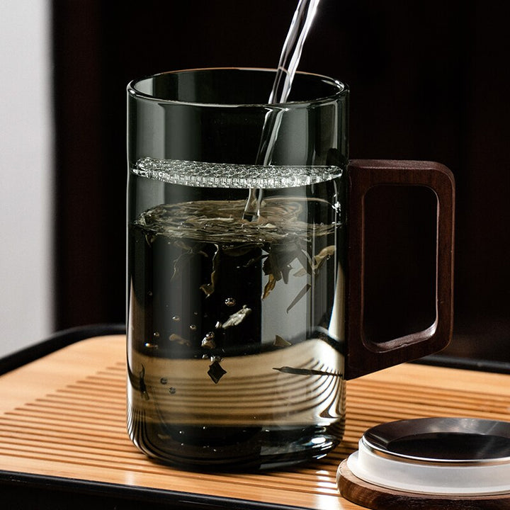 Skanto | GIANXI Tekopp med månesfilter Japansk trefordeler varmebestandig glass kopper teblad separasjon tekoppsett