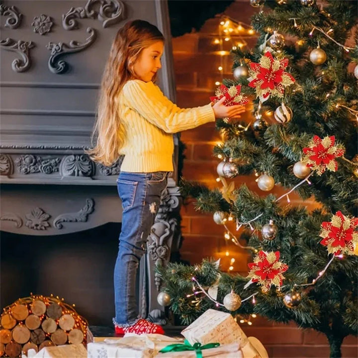 Skanto | Premium Glitter Blomsterornamenter for Festlig Presentasjon