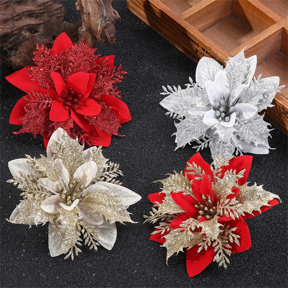 Skanto | Premium Glitter Blomsterornamenter for Festlig Presentasjon