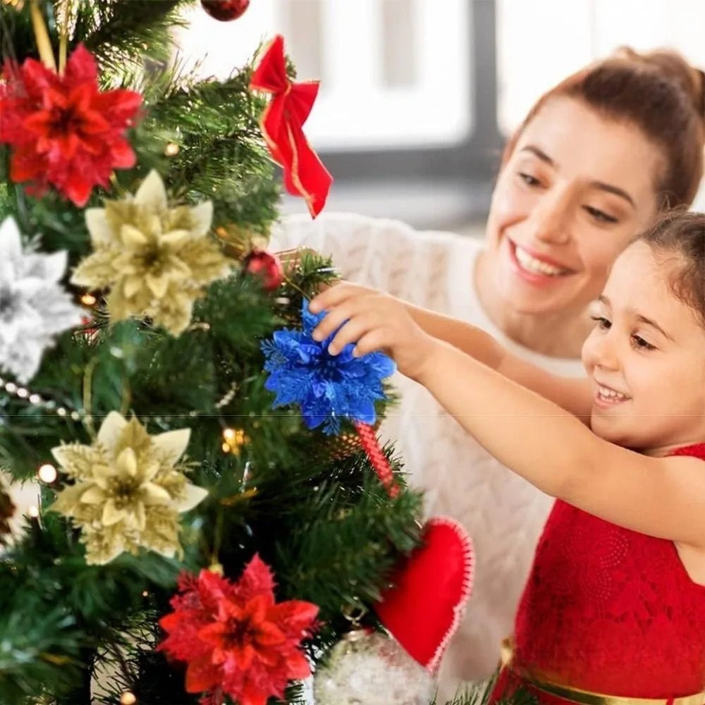 Skanto | Premium Glitter Blomsterornamenter for Festlig Presentasjon