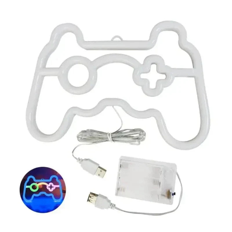 Belyst Gaming Kontroller LED Skilt – Neon Veggdekor for Gamer Rom, Retro Konsoll Emblem | Skanto