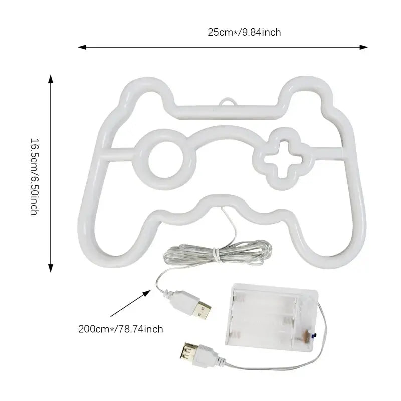 Belyst Gaming Kontroller LED Skilt – Neon Veggdekor for Gamer Rom, Retro Konsoll Emblem | Skanto