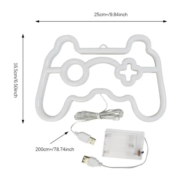 Belyst Gaming Kontroller LED Skilt – Neon Veggdekor for Gamer Rom, Retro Konsoll Emblem | Skanto