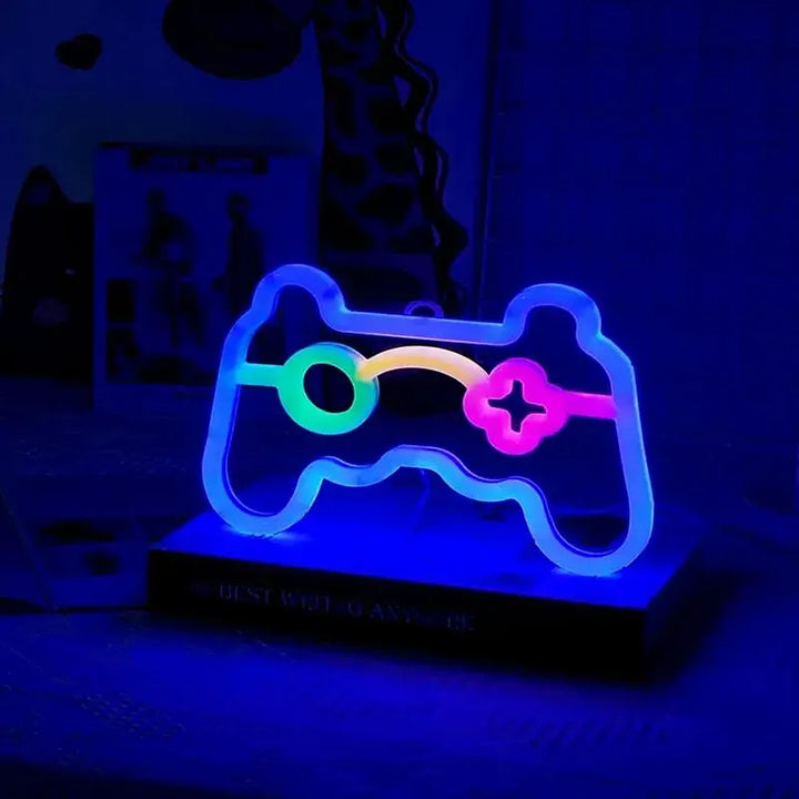 Belyst Gaming Kontroller LED Skilt – Neon Veggdekor for Gamer Rom, Retro Konsoll Emblem | Skanto