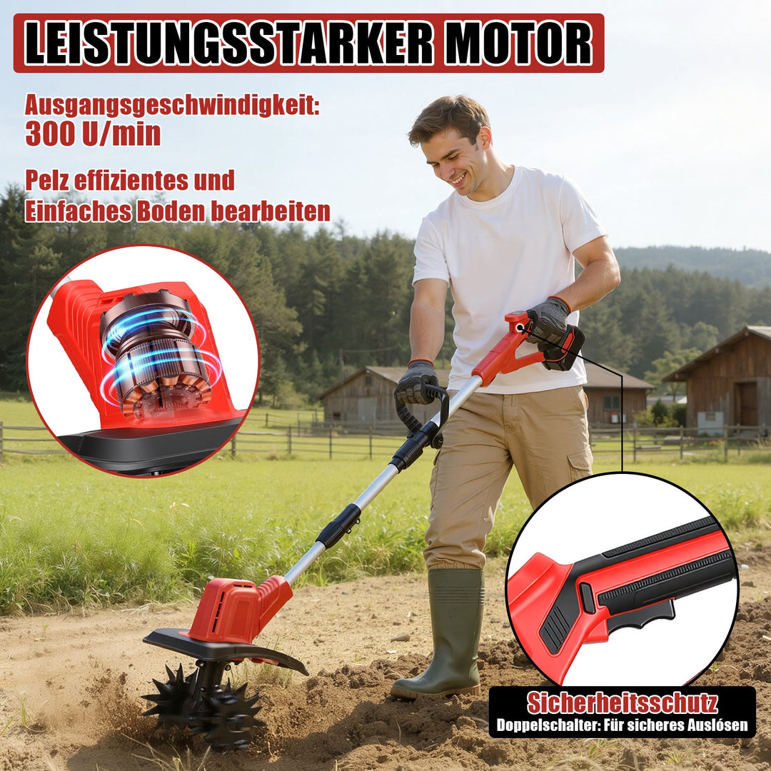 400W Batteri Hagefræser med 2 Batterier Bærbar | Skanto