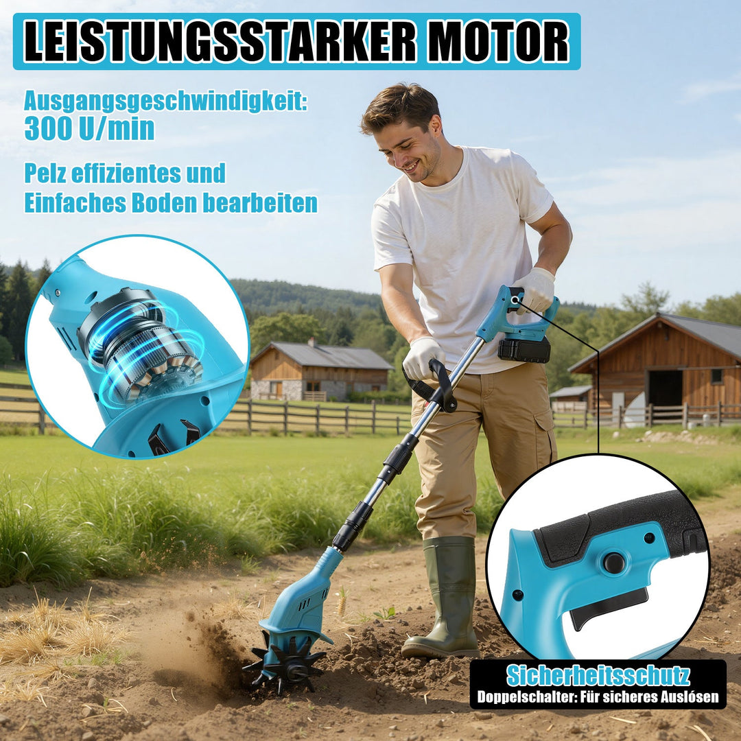 550W Batteri Hage Kultivator med 2 Batterier Bærbar | Skanto