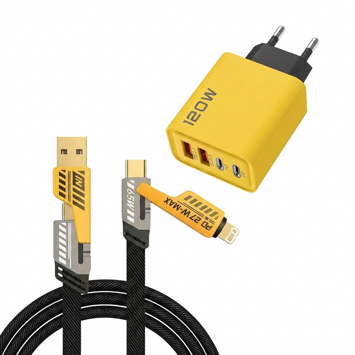 120W USB hurtiglader med 4 porter | Skanto