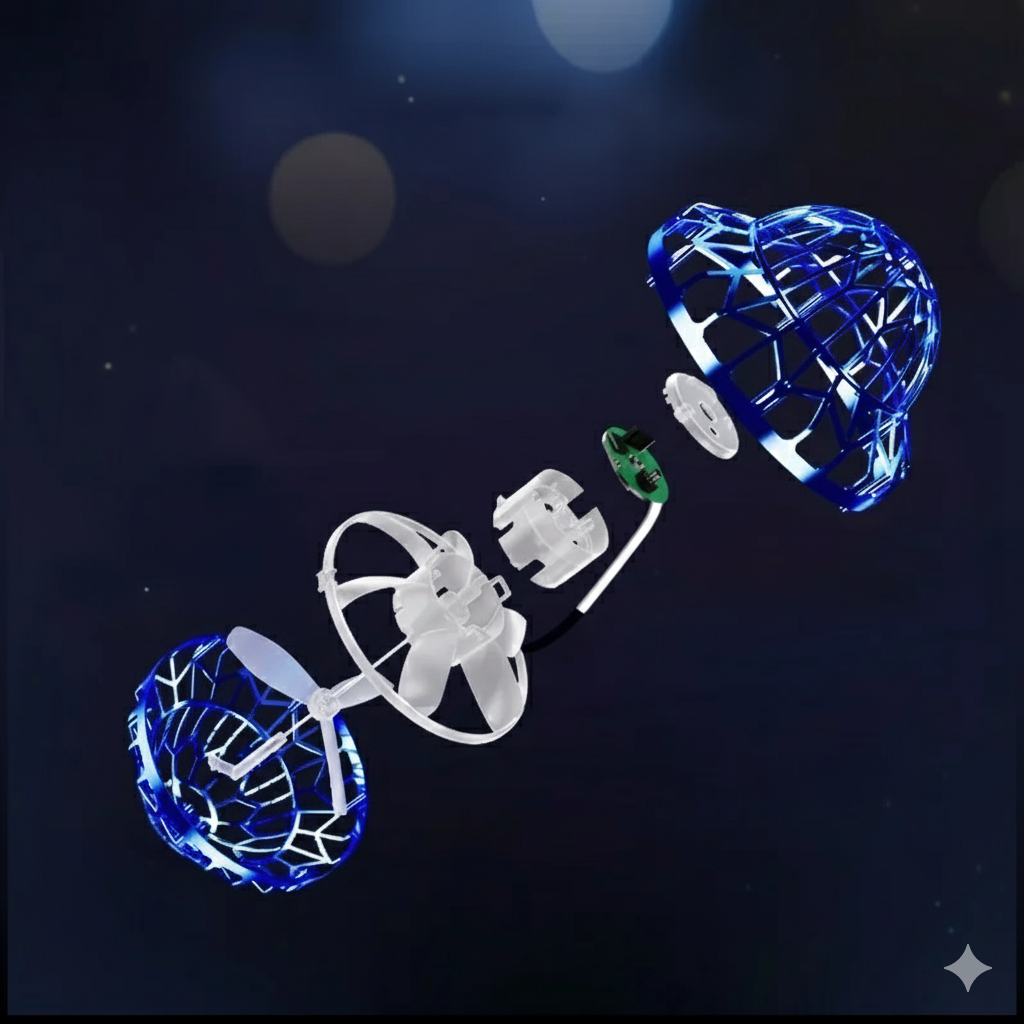 Skanto | Hånddrevet UFO Flygende Ball Leketøy – Svevende Drone med LED Lys, Boomerang Effekt, Perfekt Julegave til Barn