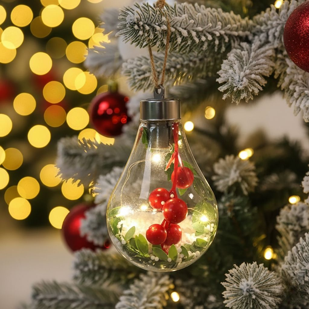 Skanto | Gjennomsiktig LED Julepynt – Lyskule Ornament i Bruddsikker PET-plast