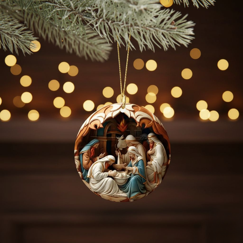 Skanto | Eksklusiv Krybbescene Julepynt i Keramikk – Religiøst Ornament