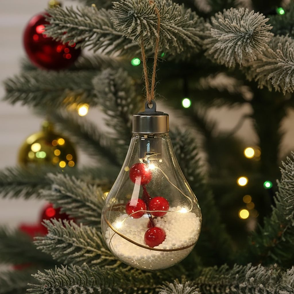 Skanto | Gjennomsiktig LED Julepynt – Lyskule Ornament i Bruddsikker PET-plast