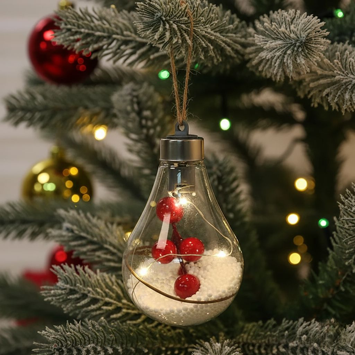 Skanto | Gjennomsiktig LED Julepynt – Lyskule Ornament i Bruddsikker PET-plast