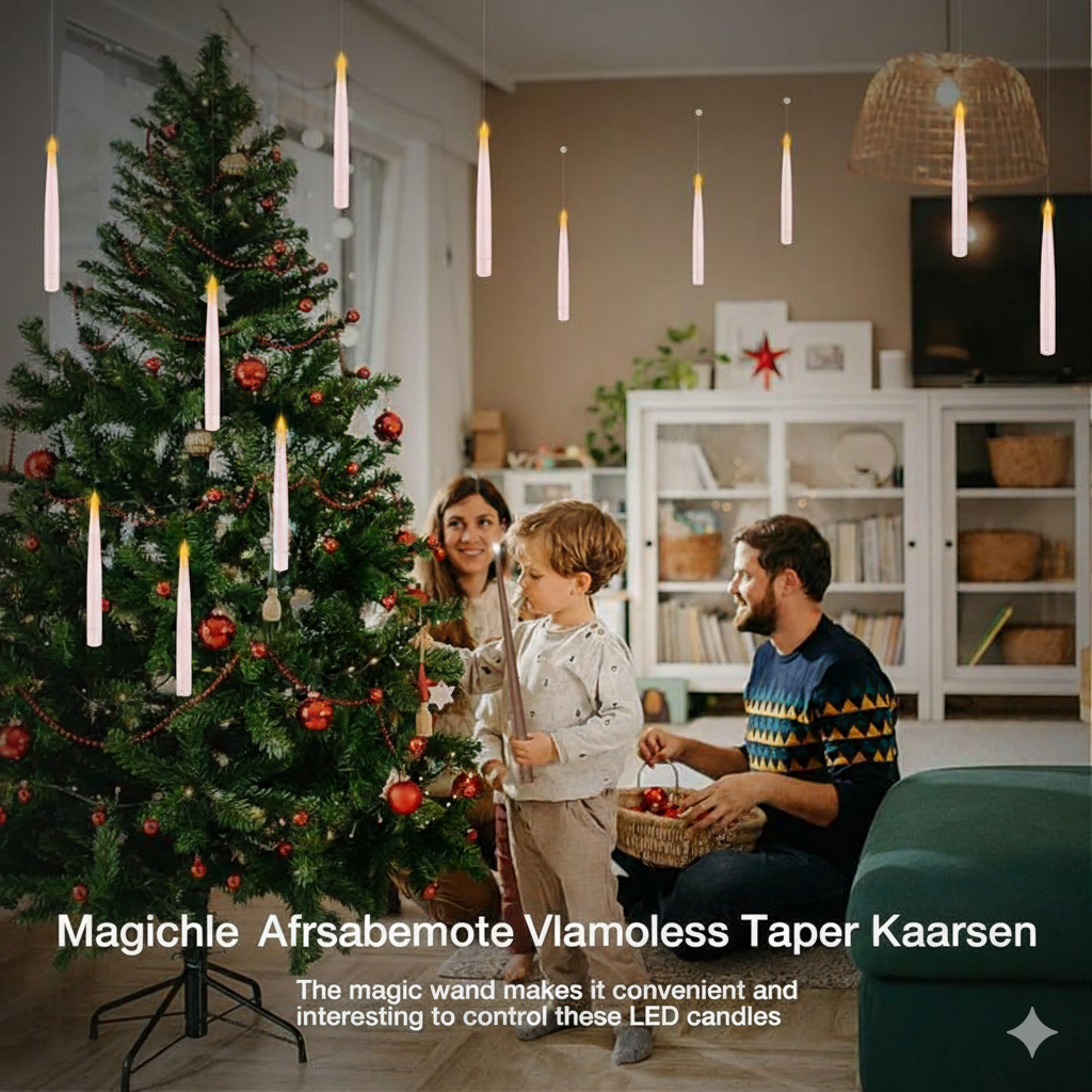 Skanto | LumiGlow LED Lysestake Sett | Flammefrie hengende lys med fjernkontroll for atmosfærisk dekorasjon