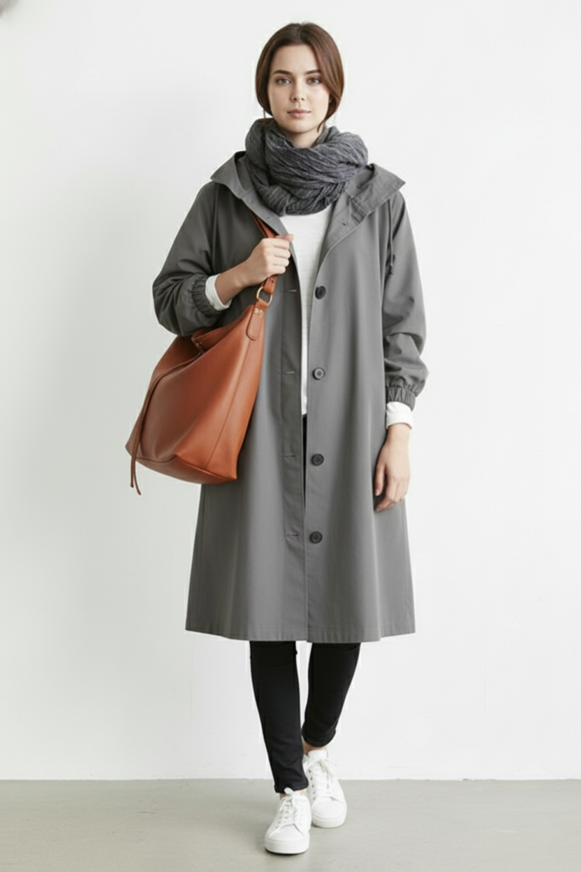 Norvo | Vind- og Vanntett Trenchcoat for Kvinner – Med Hette for Høst & Vinter