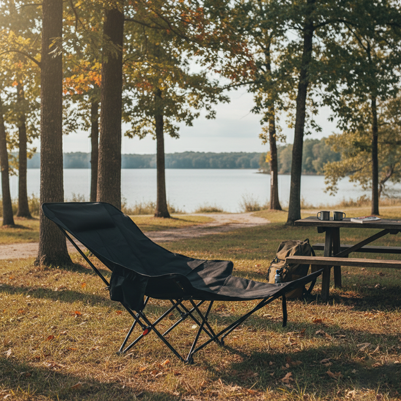 Moderne Industriell Oxford Stof Karbon Stål Sammenleggbar Camping Stol Ryggstøtte Fotstøtte For Utendørs Patio | Skanto