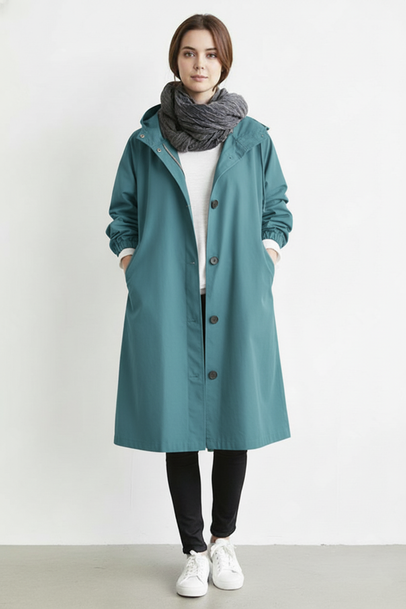 Norvo | Vind- og Vanntett Trenchcoat for Kvinner – Med Hette for Høst & Vinter